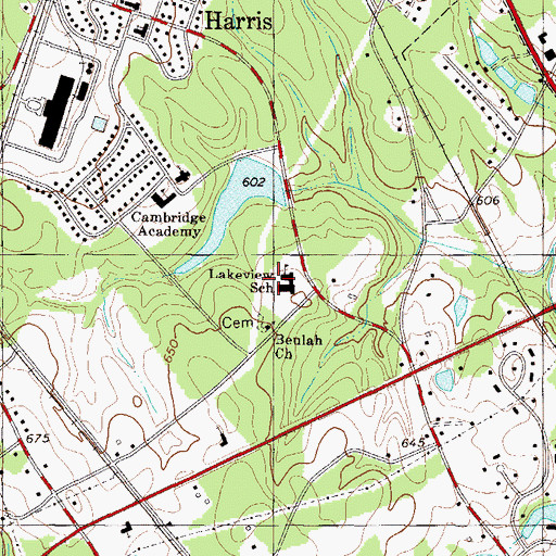 Topographic Map of Lakeview School, SC