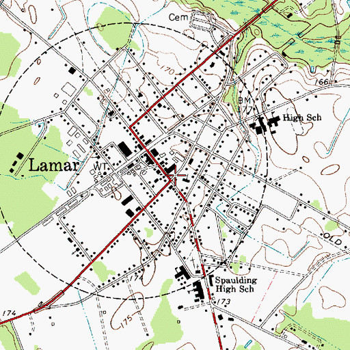 Topographic Map of Lamar, SC