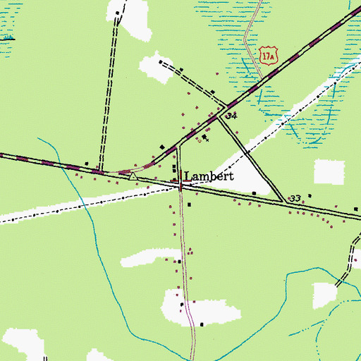 Topographic Map of Lambert, SC