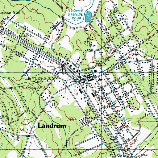 Topographic Map of Landrum, SC