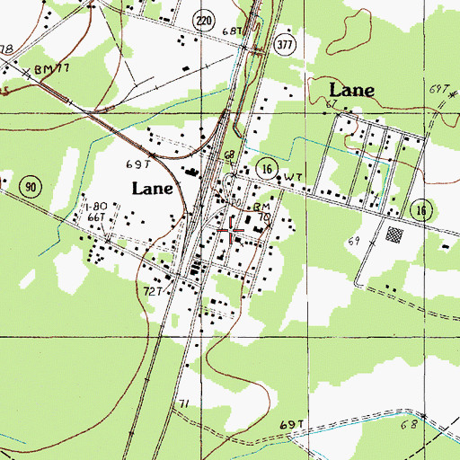 Topographic Map of Lane, SC