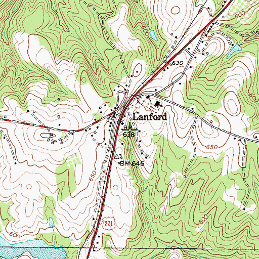 Topographic Map of Lanford, SC