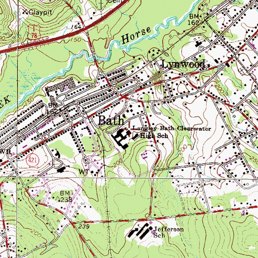 Topographic Map of Langley-Bath-Clearwater High School, SC
