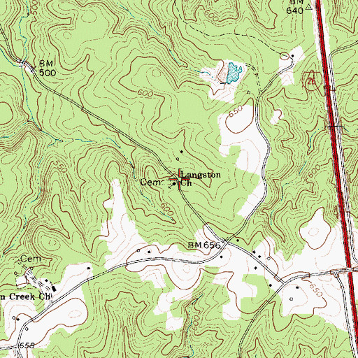Topographic Map of Langston Church, SC