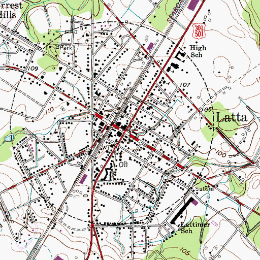 Topographic Map of Latta, SC