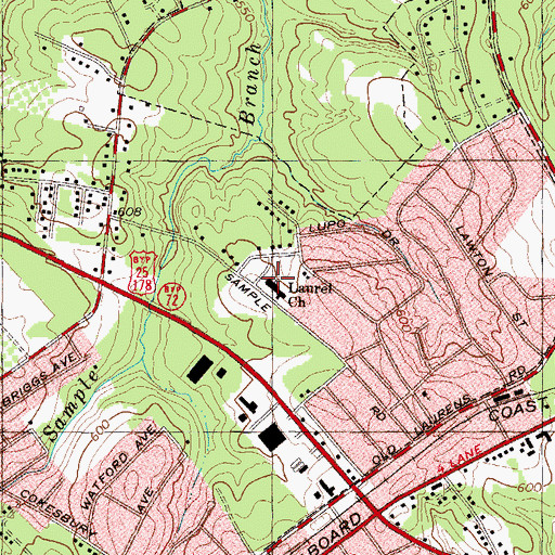 Topographic Map of Laurel Church, SC