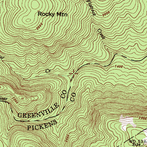 Topographic Map of Laurel Creek, SC
