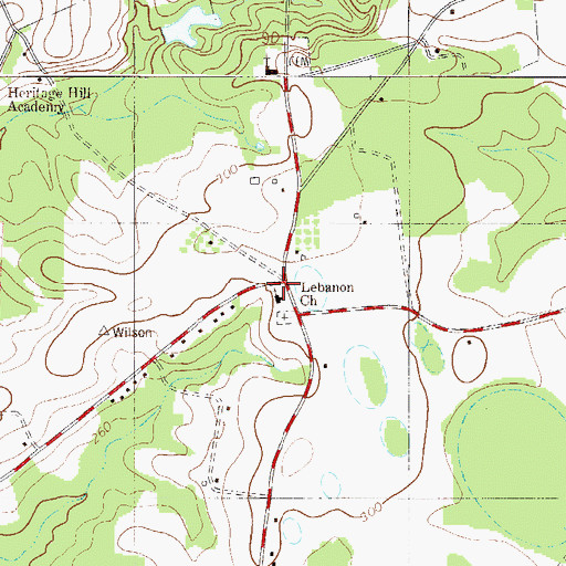 Topographic Map of Lebanon Church, SC