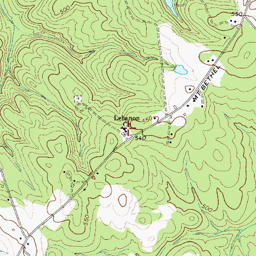 Topographic Map of Lebanon Church, SC