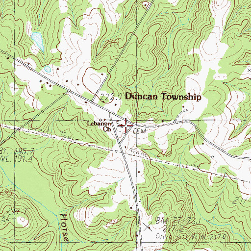 Topographic Map of Lebanon Church, SC