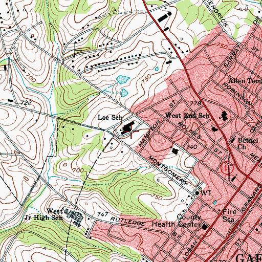 Topographic Map of B D Lee Elementary School, SC