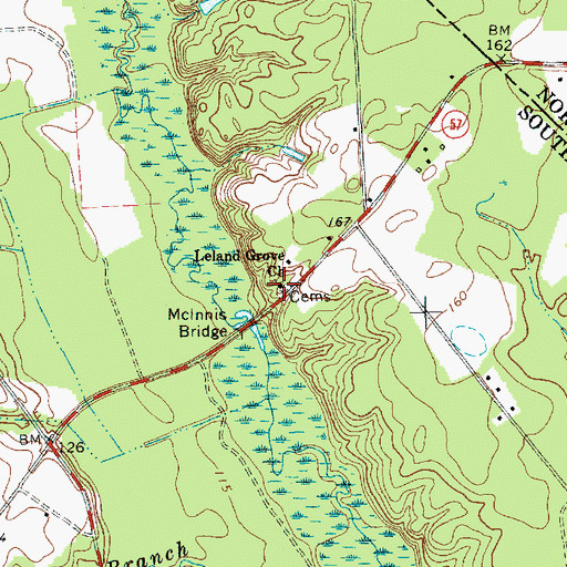 Topographic Map of Leland Grove Church, SC