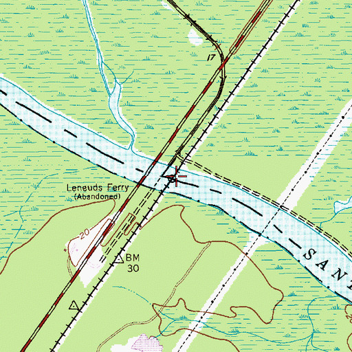 Topographic Map of Leneuds Ferry, SC