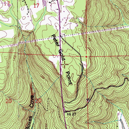 Topographic Map of Peter Gold Point, AL