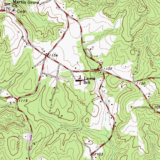 Topographic Map of Lewis School, SC