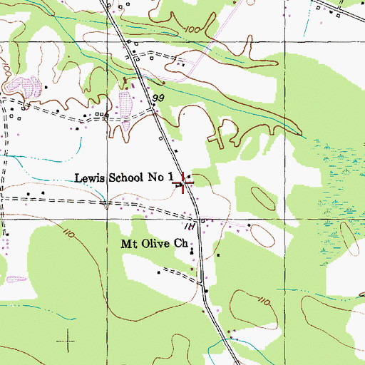 Topographic Map of Lewis School Number 1, SC