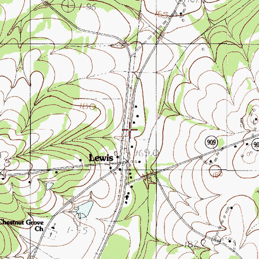 Topographic Map of Lewis, SC
