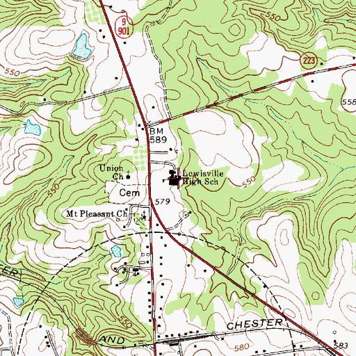Topographic Map of Lewisville High School, SC