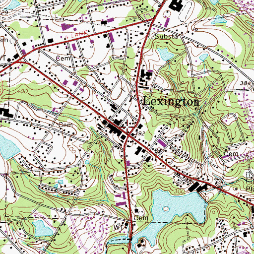 Topographic Map of Lexington, SC
