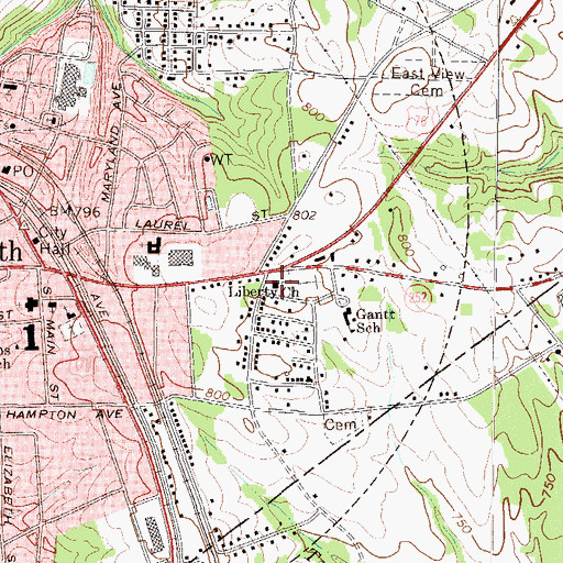 Topographic Map of Liberty Baptist Church, SC