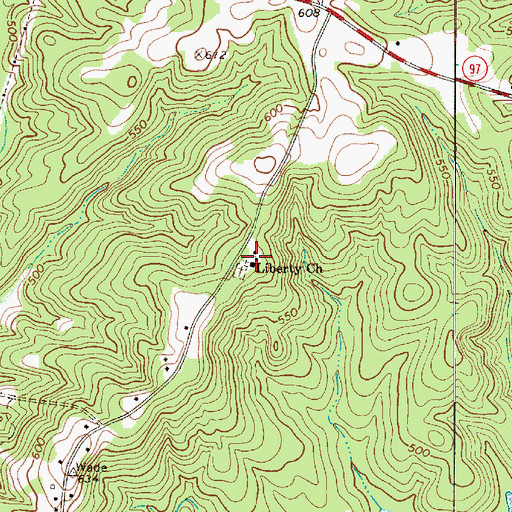 Topographic Map of Liberty Baptist Church, SC