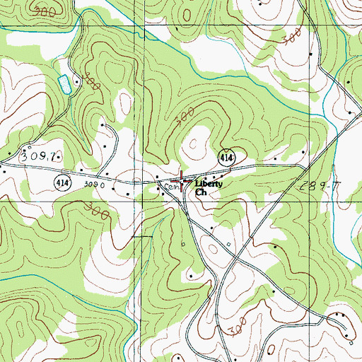 Topographic Map of Liberty Church, SC