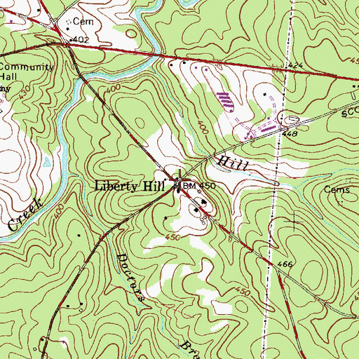 Topographic Map of Liberty Hill, SC