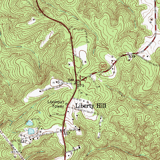 Topographic Map of Liberty Hill, SC