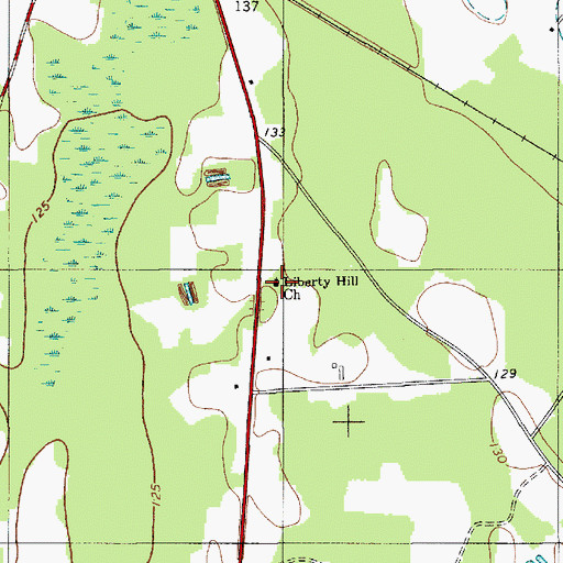 Topographic Map of Liberty Hill Church, SC
