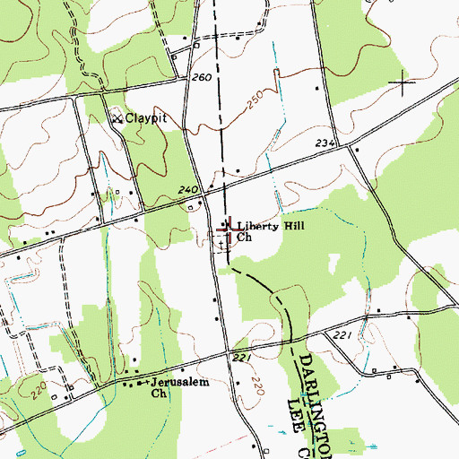 Topographic Map of Liberty Hill Church, SC