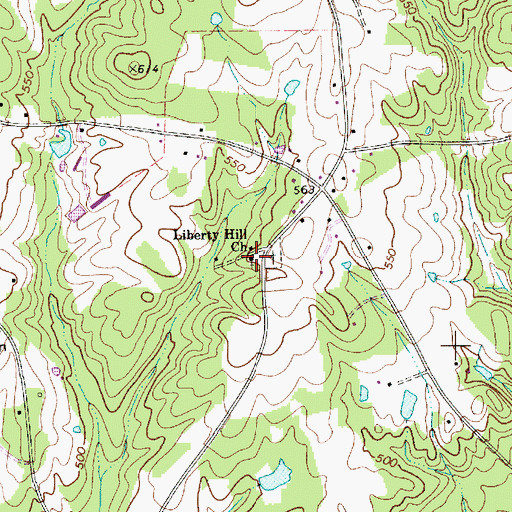 Topographic Map of Liberty Hill Baptist Church, SC