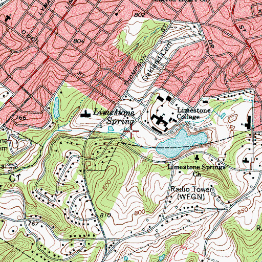 Topographic Map of Limestone Spring, SC