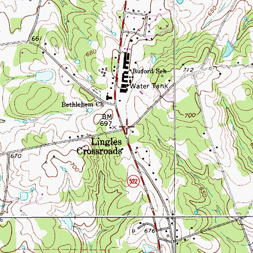 Topographic Map of Lingles Crossroads, SC