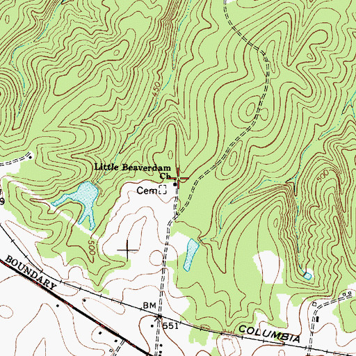 Topographic Map of Little Beaverdam Church, SC