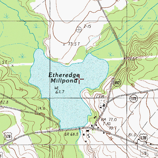 Topographic Map of Little Bull Swamp Creek, SC