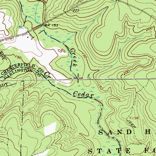 Topographic Map of Little Cedar Creek, SC