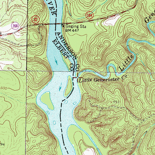 Topographic Map of Little Generostee Creek, SC