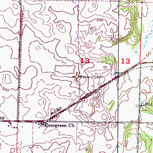 Topographic Map of Peters Cemetery, AL