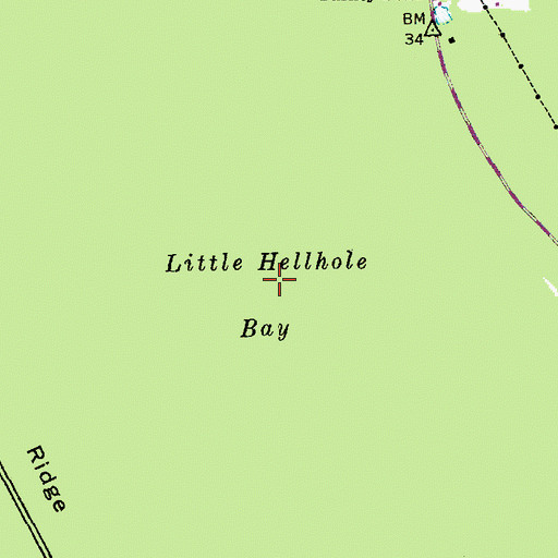Topographic Map of Little Hellhole Bay, SC
