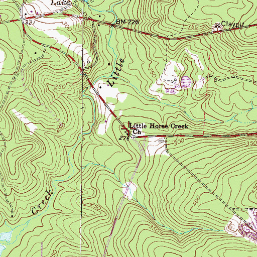 Topographic Map of Little Horse Creek Baptist Church, SC