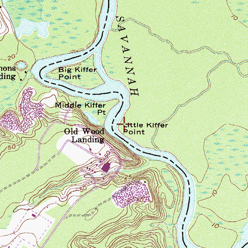 Topographic Map of Little Kiffer Point, SC