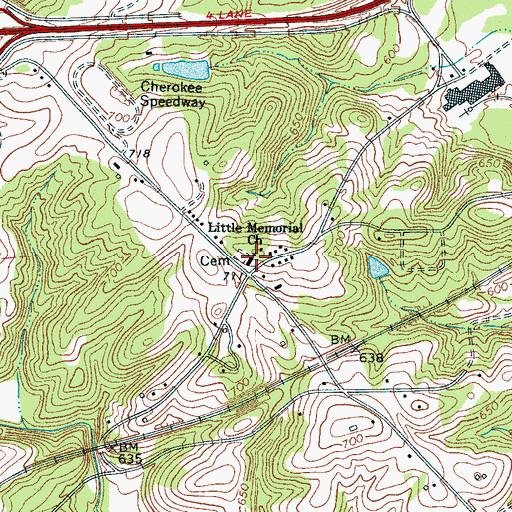 Topographic Map of Little Memorial Baptist Church, SC