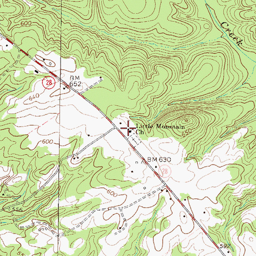Topographic Map of Little Mountain Presbyterian Church, SC