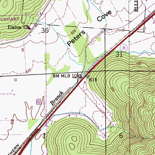 Topographic Map of Peters Cove, AL