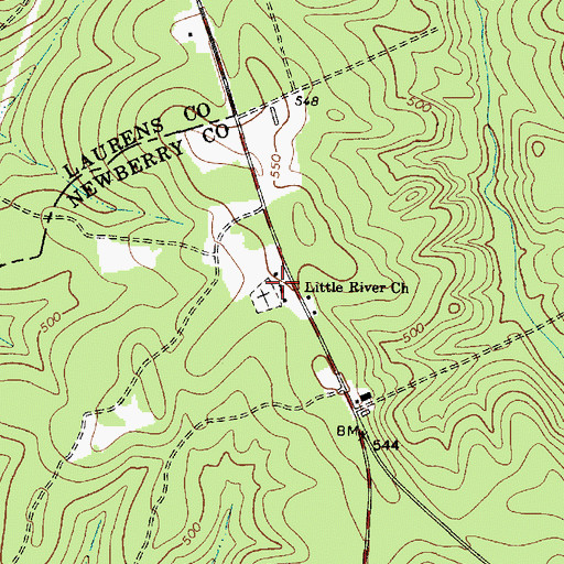 Topographic Map of Little River Church, SC