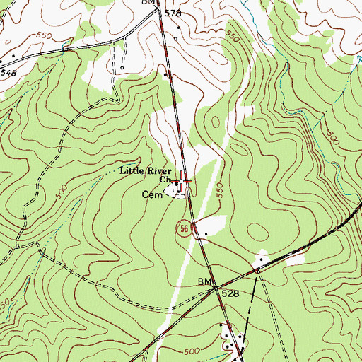 Topographic Map of Little River Church, SC