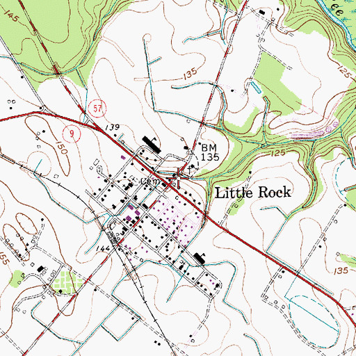 Topographic Map of Little Rock, SC