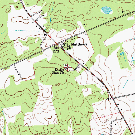Topographic Map of Little Zion Baptist Church, SC