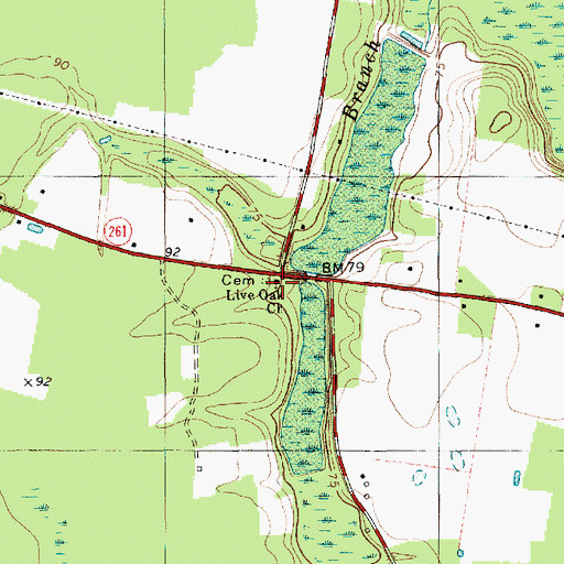 Topographic Map of Live Oak Church, SC