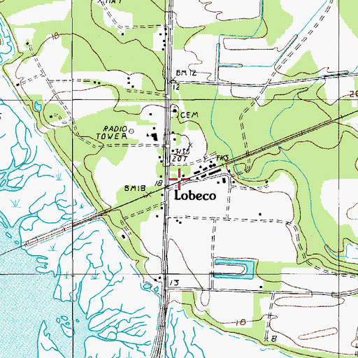 Topographic Map of Lobeco, SC